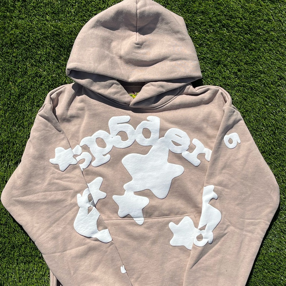 Spider Men's Tan Hoodie with White Accents